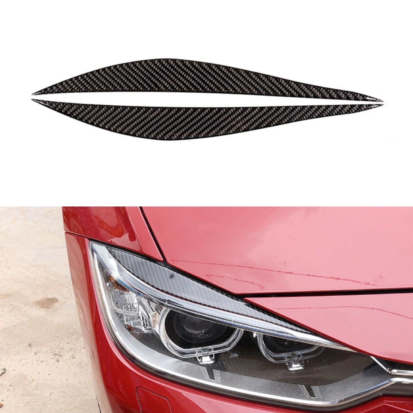 Carbon fiber headlight eyebrow cover trim suitable for BMW 3 Series F30 F34 2013-18