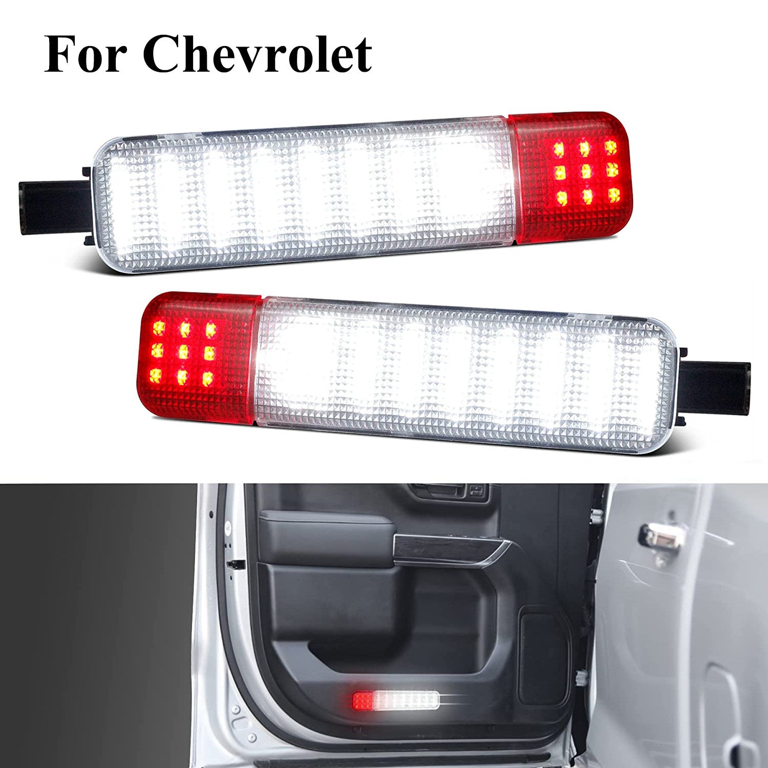 2X for Chevy for Sierra for GMC for Cadillac Red LED Interior Door Panel Light Courtesy Lamp