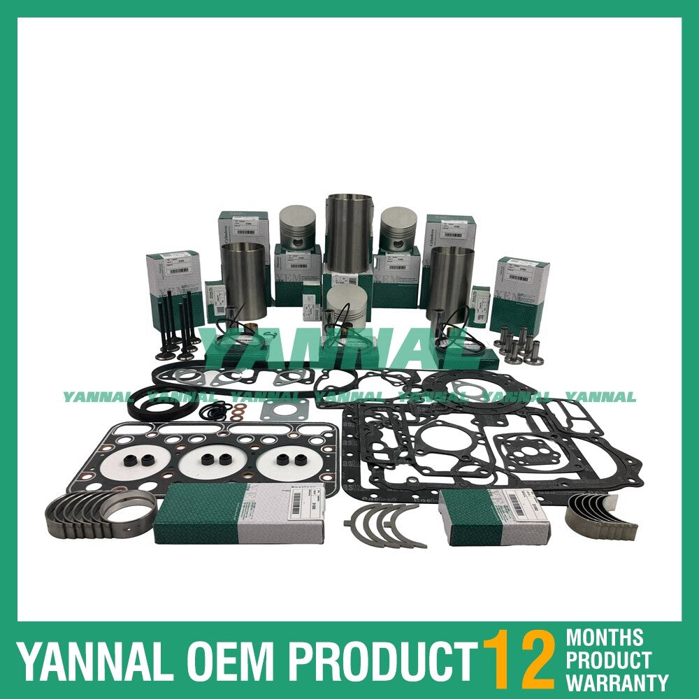 new D1301 reconstruction and overhaul kit with gaskets, bearings, and valve trains for Kubota