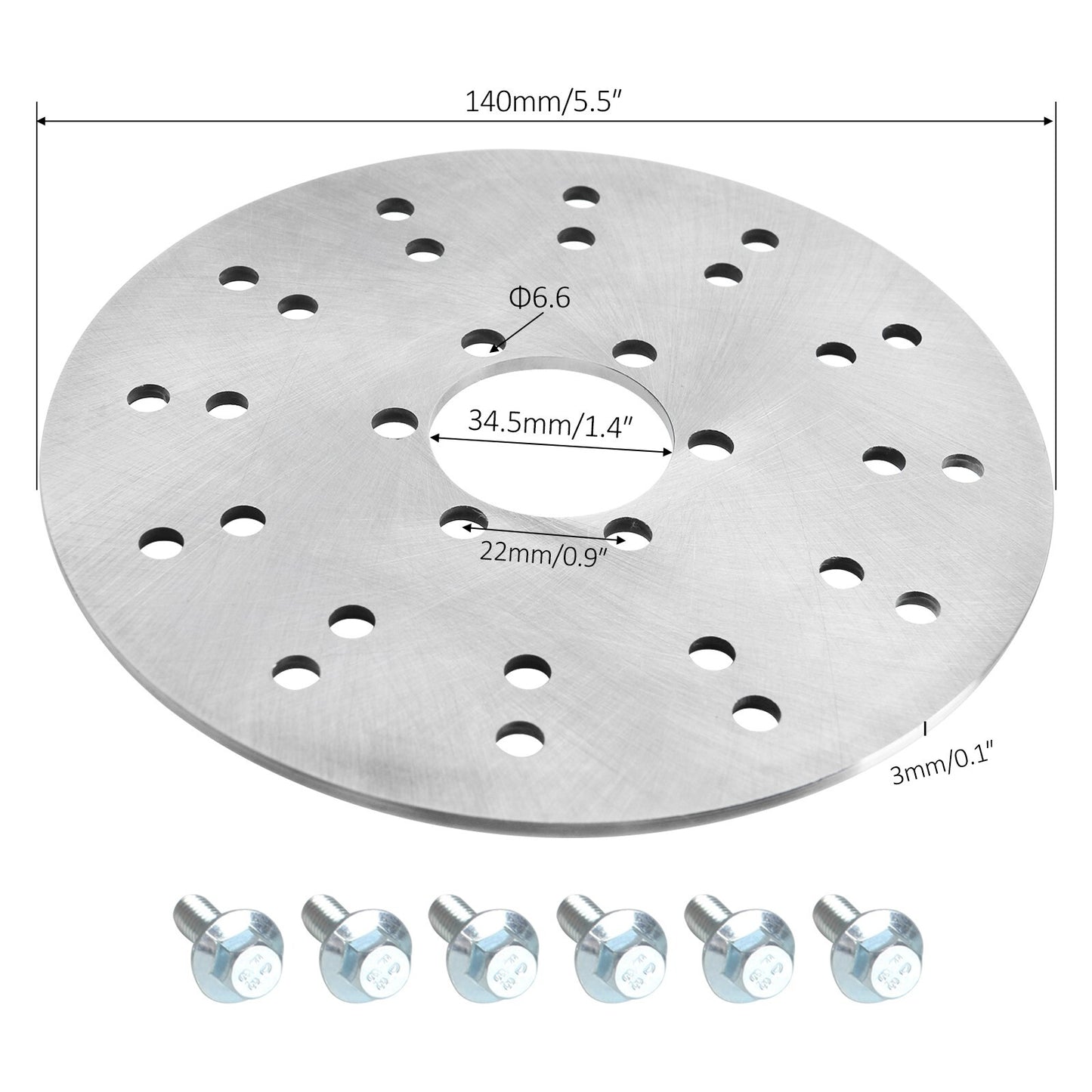 34.5mm x 140mm brake disc rotor with 6 holes for 49cc for mini Dirt Pit pocket bike