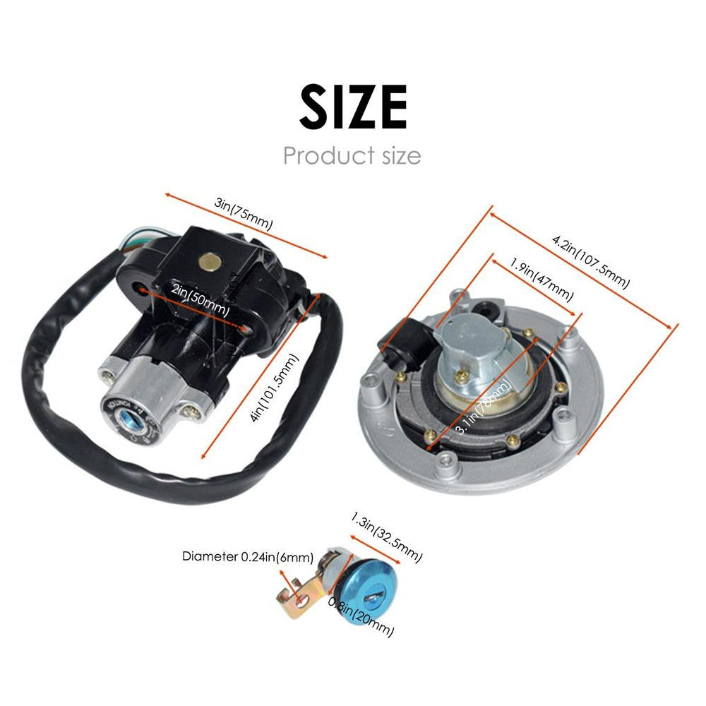 Fit for Suzuki GSXR1000 2003-2005 K3 Ignition Switch Lock Fuel Gas Tank Cap Key