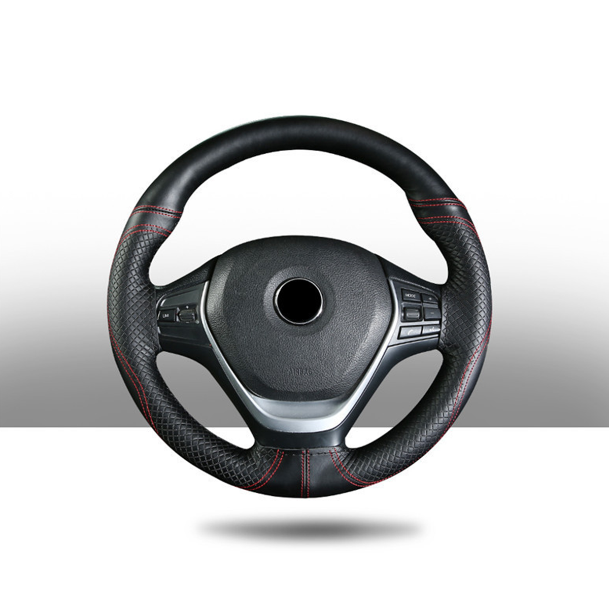 Genuine Leather Steering Wheel Cover DIY Hand-Stitched Kit Car Accessories 38CM