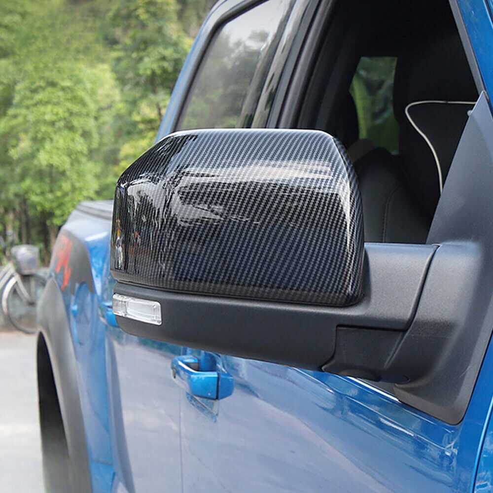 Carbon fiber car rearview mirror cover trim for Ford F150 F-150 2015 - 2019
