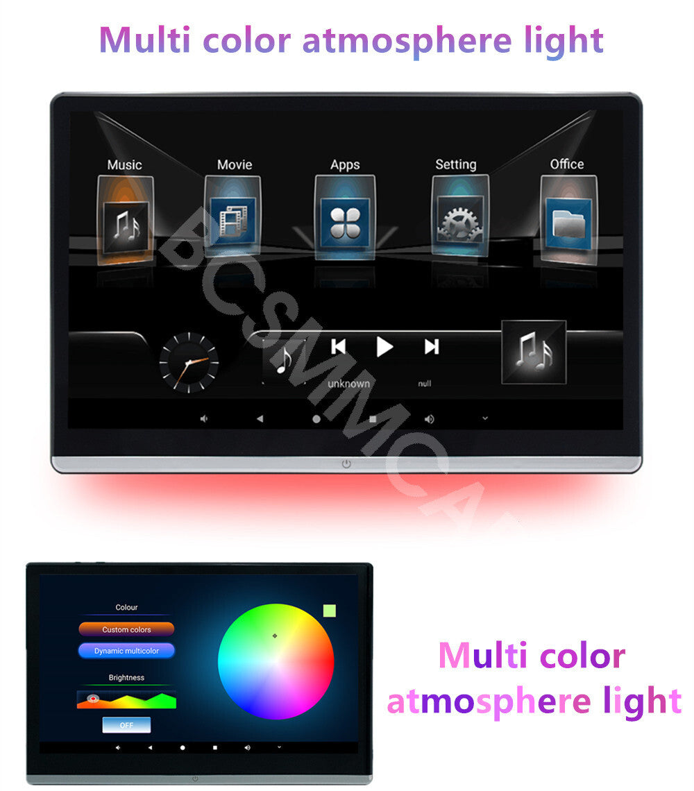 Touch Screen Car Rear for Seat Headrest Monitor Bluetooth FM WiFi HDMI Video Player