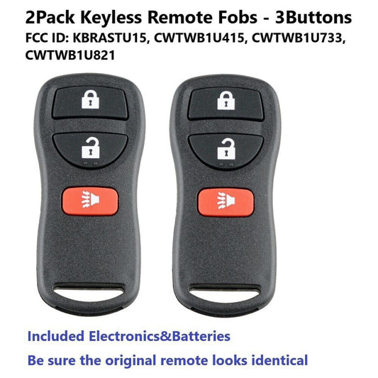 2-Piece Starter Remote Keyless Keychain for Nissan CWTWB1U415 and CWTWB1U733 3B