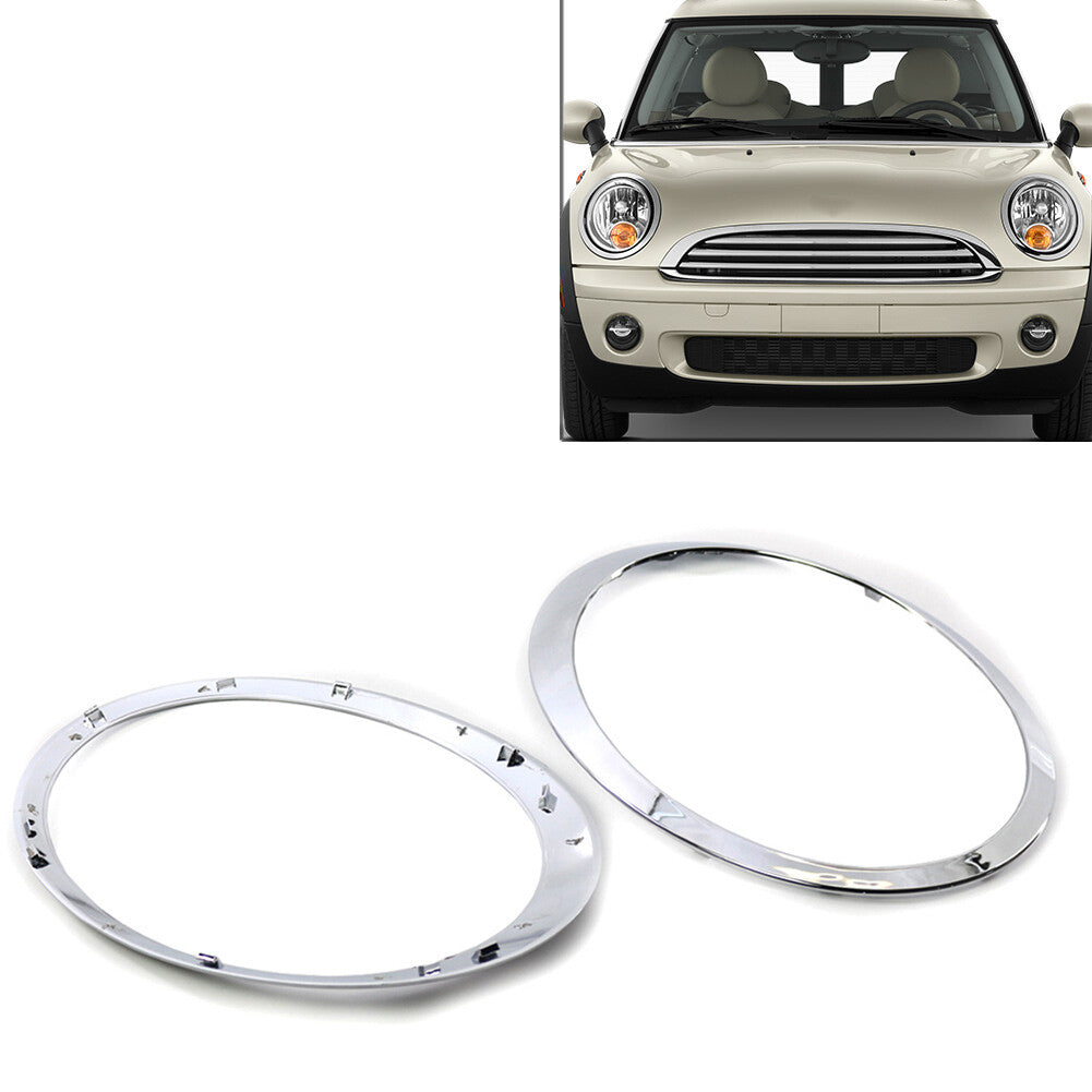 Pair Headlight Trim Ring Left Right for BMW for MINI R55 R56 R57 R58 R59 Chrome