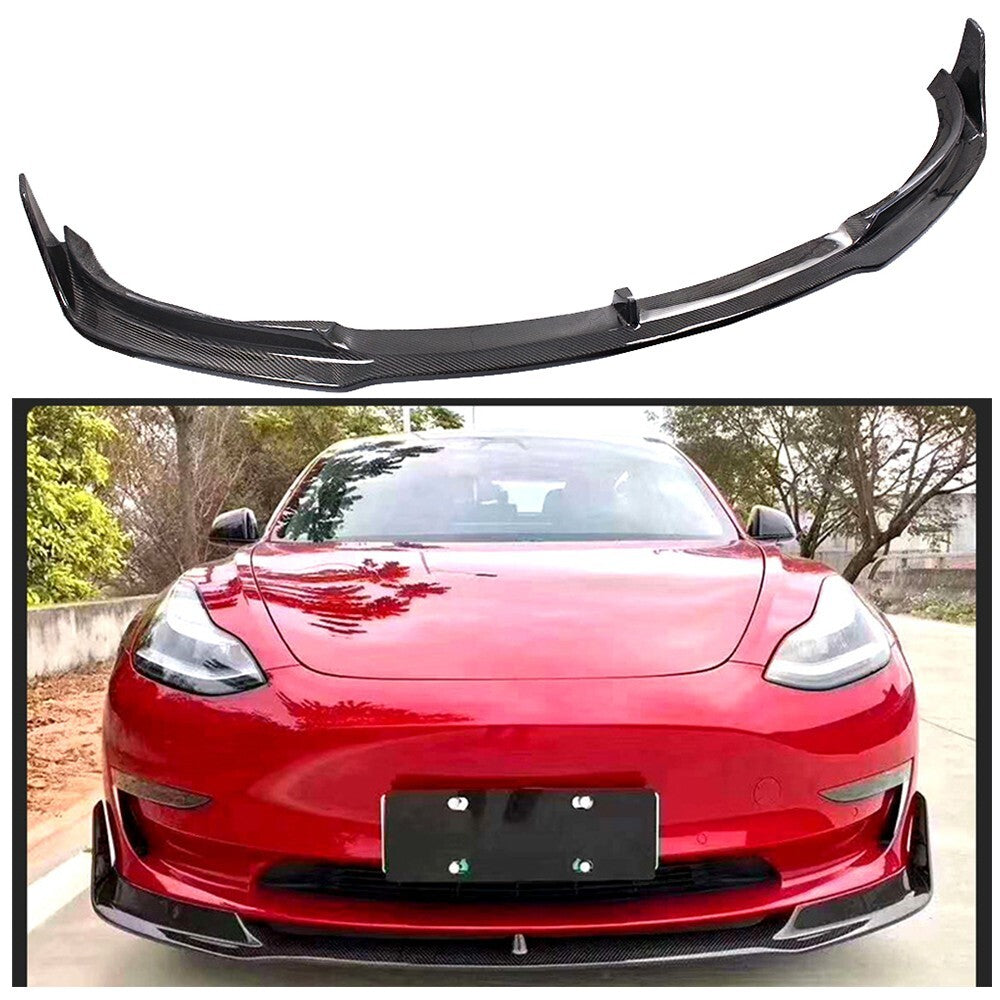 Full Body Kit for Tesla Model 3 Real Carbon Fiber Front/Rear Bumper+Rear Spoiler