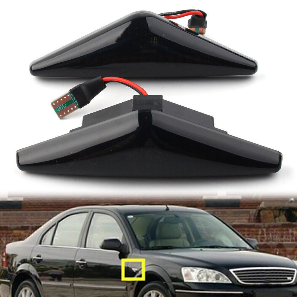 Dynamic Flow Black Side Marker Signal LED Lights Indicators Fit for Ford Focus MK1