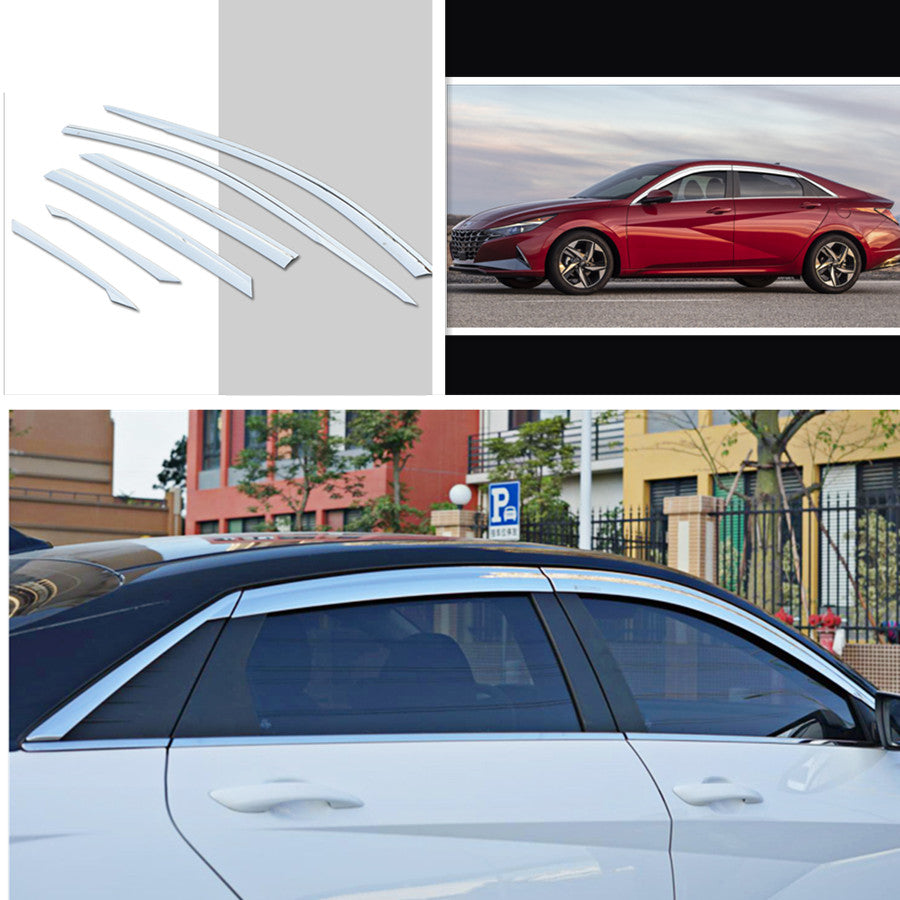 6x for Hyundai for Elantra 2021-23 ABS Chrome Window Visor Vent Shade Sun Rain Guard
