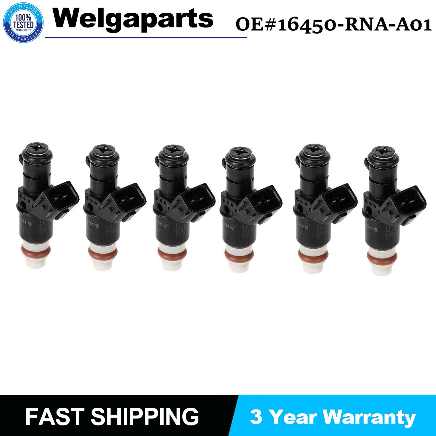 6Pcs 16450-RNA-A01 Fuel Injectors for HONDA CITY 2010-2013 for CIVIC 2006-2011 New