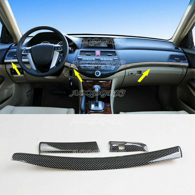 for Honda Accord 4DR 2008-2012 Carbon ABS Central Console Dashboard Strips Trim