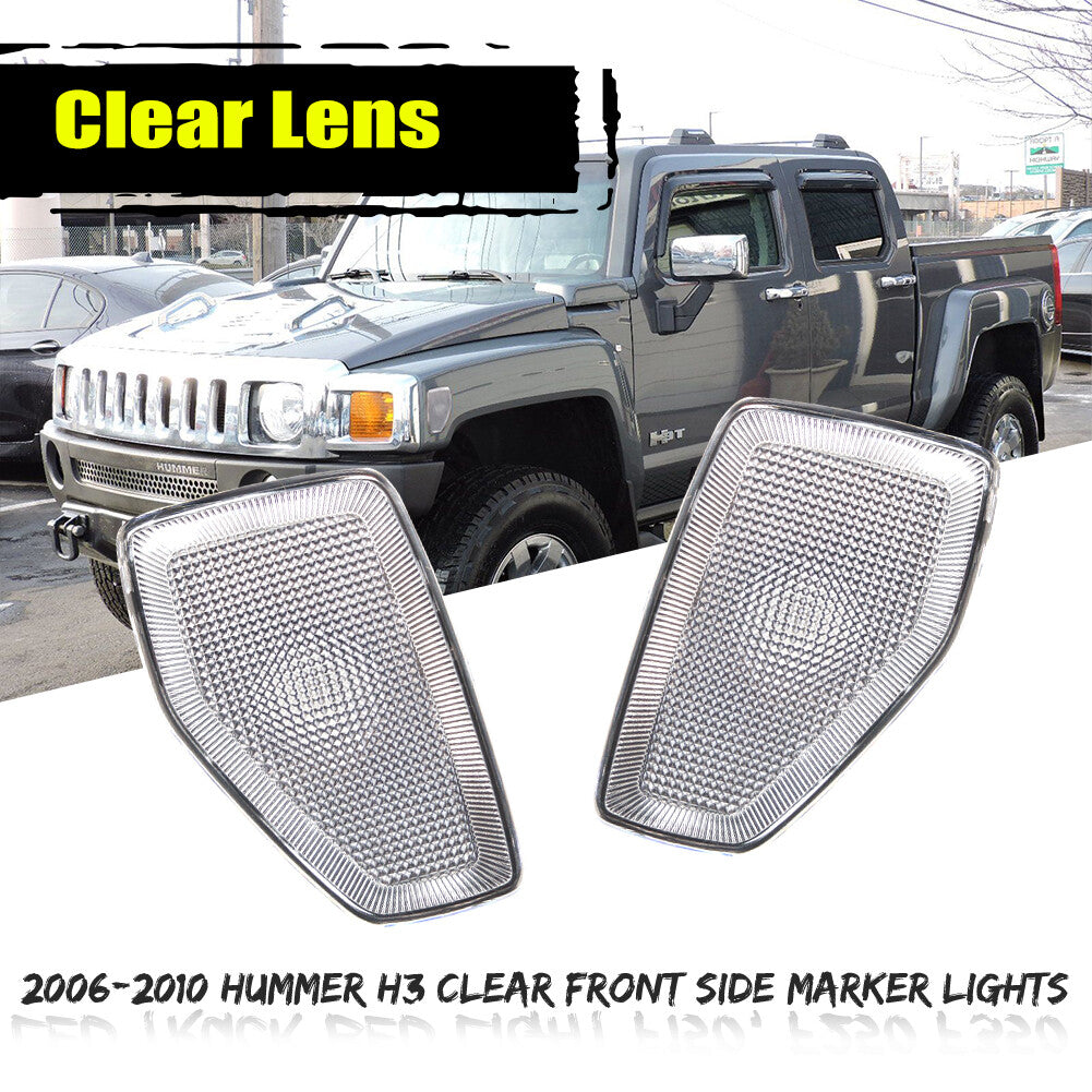 Transparent front bumper side marker light housing cover kit for 2006-2010 for HUMMER H3