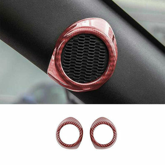for Ford for Mustang 2015-2022 Red Carbon Fiber A Pillar Horn Frame Cover Trim 2PCS