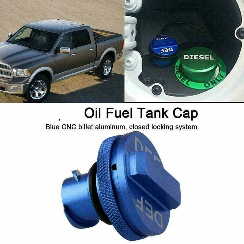 2013-2017 for Dodge for Ram Eco Diesel Green Billet Fuel Cap and DEF Cap