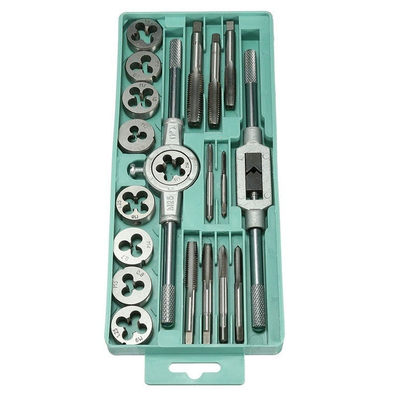 20PC Car Alloy Steel Metric Tap Die Set DIY Tapered Thread Plugs Screw Hand Tool