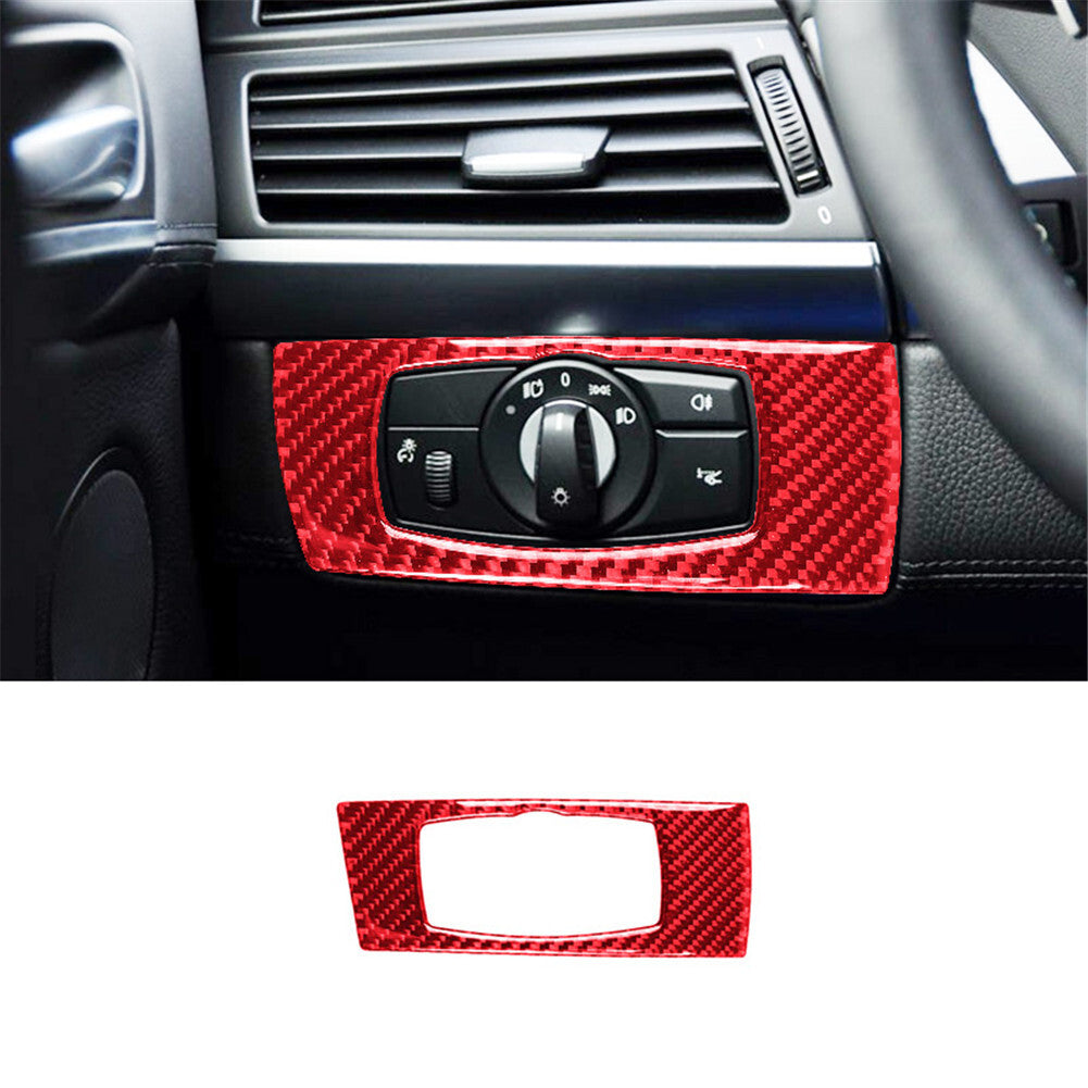 Red carbon fiber light control cover for BMW X5 E70 X6 E71 2008-13 type A