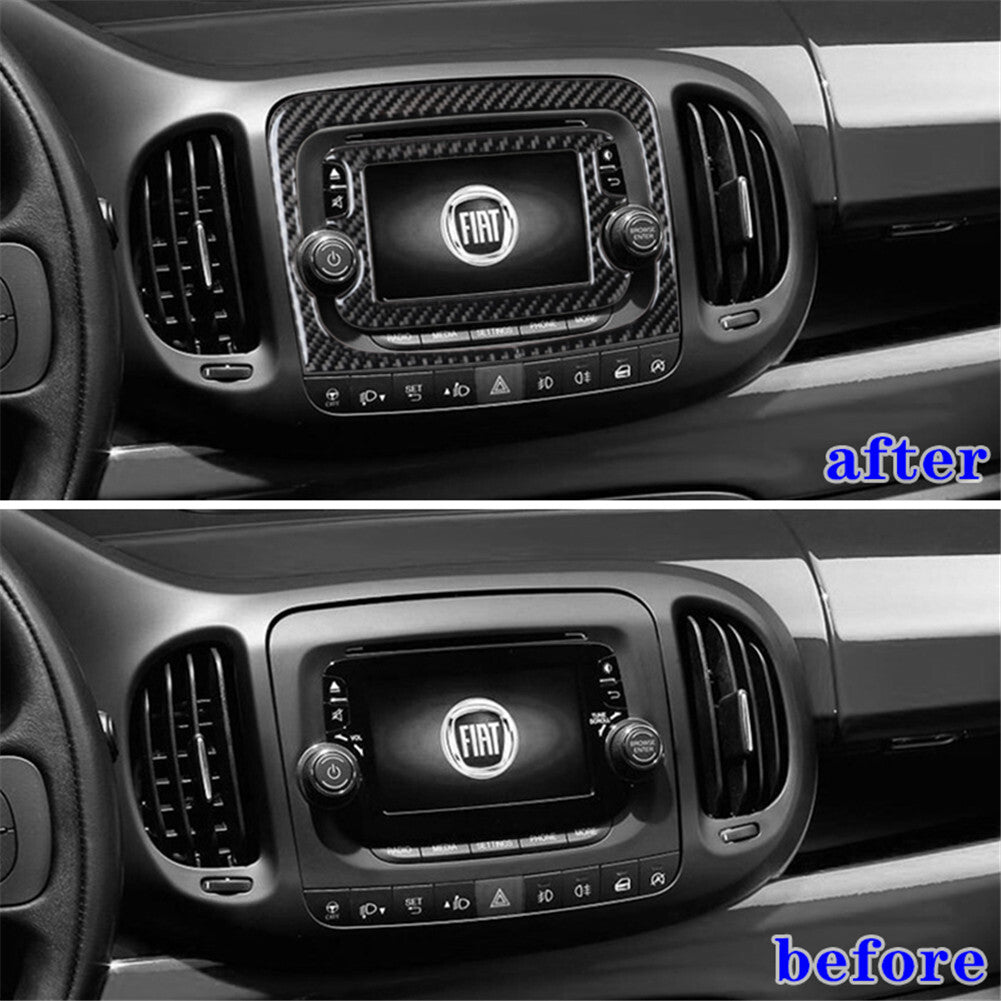 5 Carbon Fiber Interior Radio Touch Screen Cover Trim For 2014-2017 for Fiat 500L