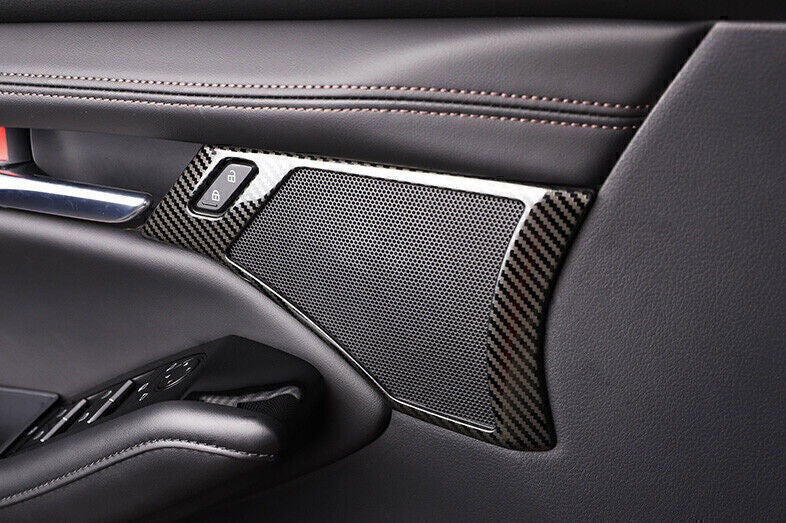 for Mazda 3 Axela 19-2023 Carbon Fiber pattern Inner Door Handle Horn Frame Trim