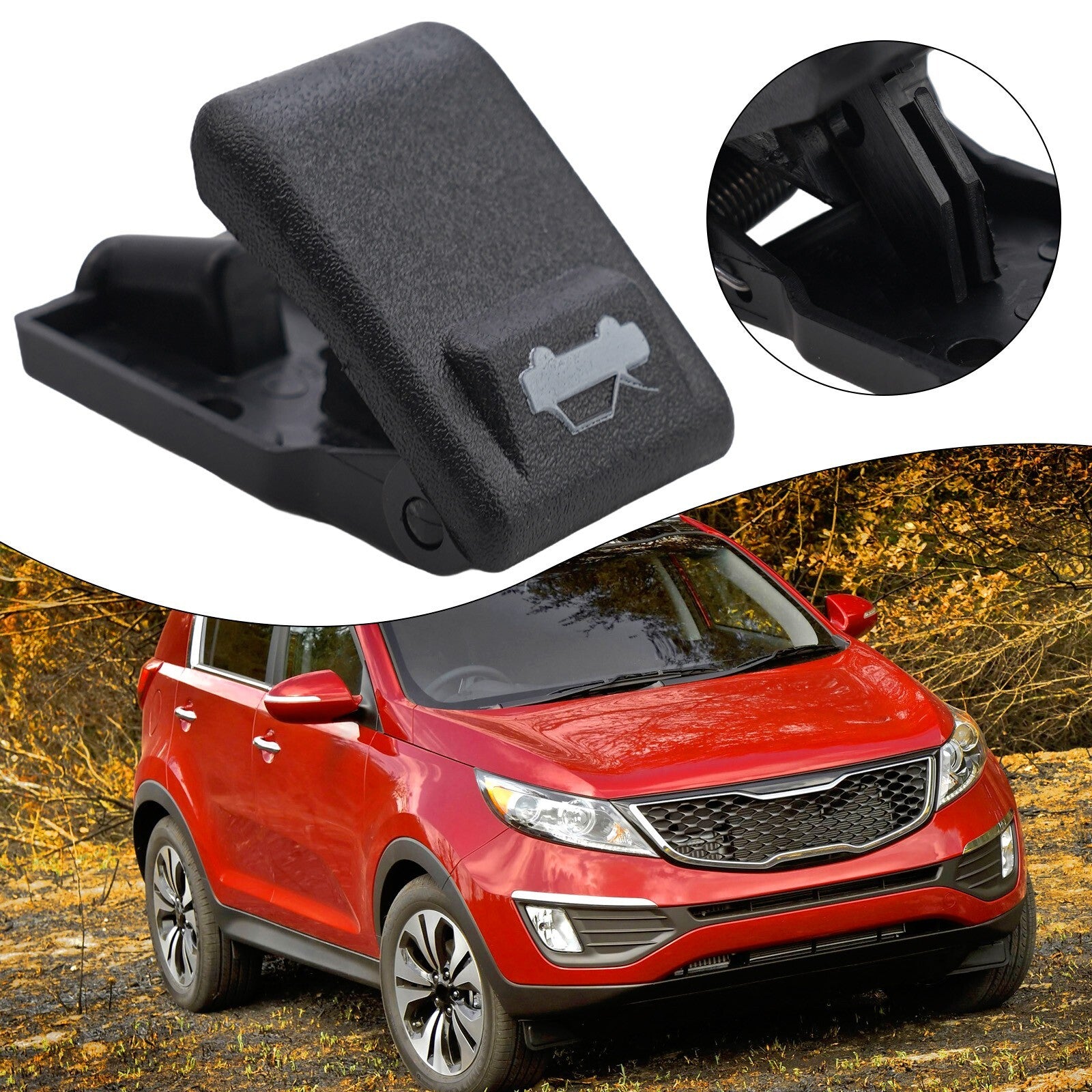 Suitable for Hyundai Accent for Elantra and for Kia K2 range hood latch release handle, black 1X