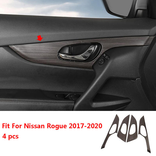 for Nissan Rogue 2017-2020 Wood Grain Color Inner Door Armrest Panels Trim Cover