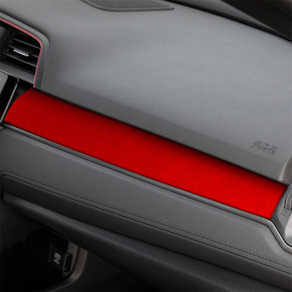 Suede Red Center Console Dashboard for Co -pilot Panel Trim for Honda for Civic 2016-2021