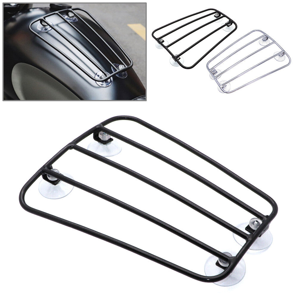 Motorcycle Universal Suction Cup Fuel Gas Tank Parcel Rack for Harley Cafe Racer