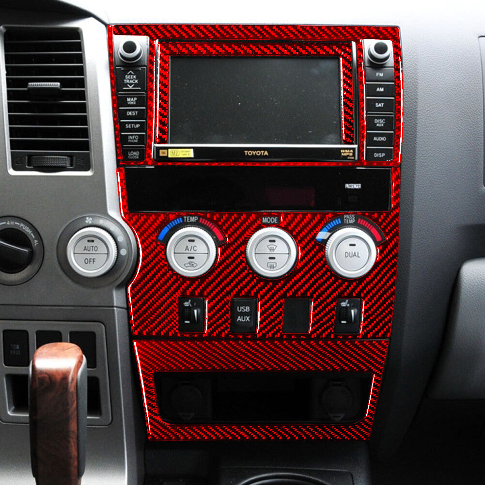 Red 5Pcs Radio A/C Control Type A Trim Carbon Fiber for Toyota Tundra 2007-2013