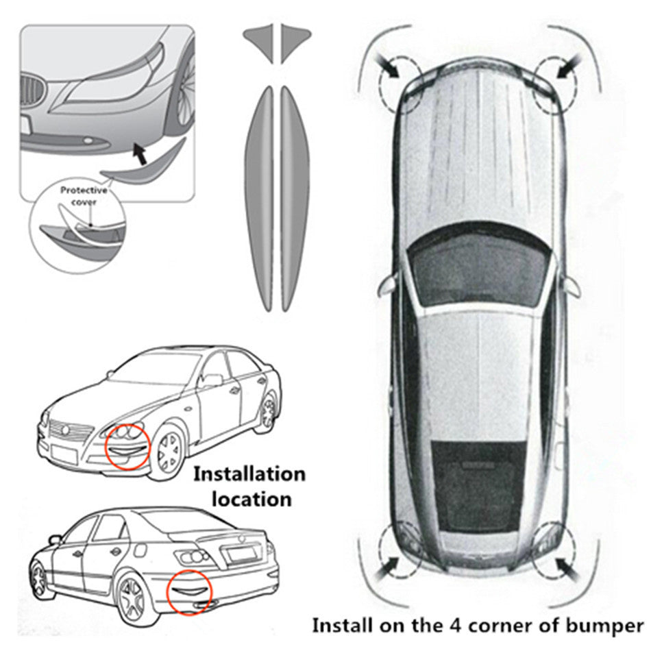 Car Bumper Anti-rub Cover Stickers Protector Guard 3D White Streamline