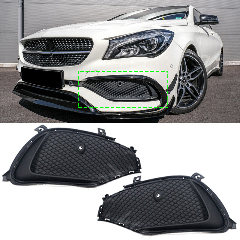 Pair Front Bumper Grille Fog Light Cover for Mercedes-Benz W117 CLA180 2016-2019