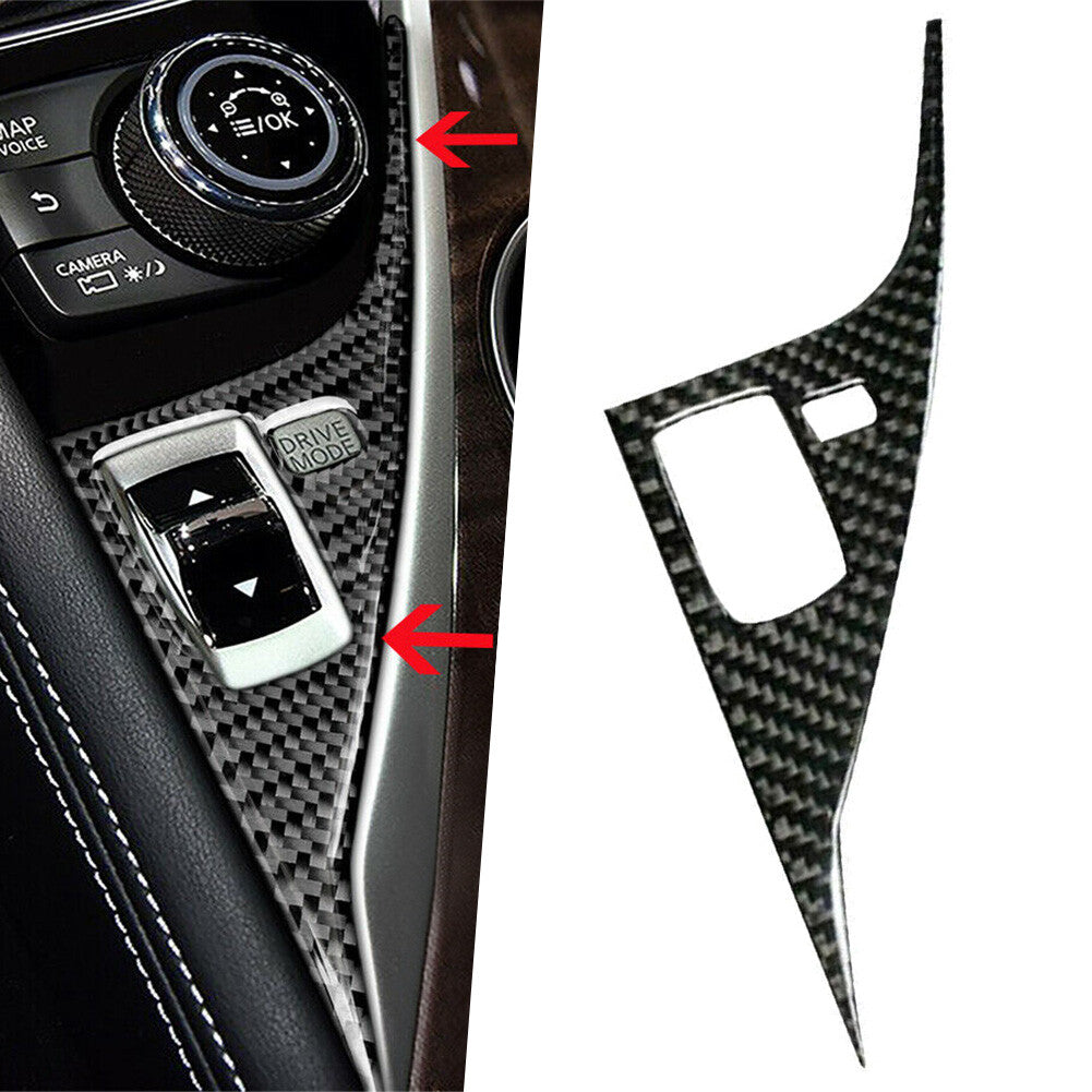 for Infiniti Q50 Q60 2014-19 Carbon Fiber Interior Gear Shift Drive Panel Cover