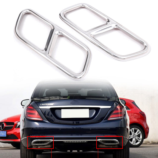 Chrome Rear Exhaust Muffler Tail Pipe Trim for Mercedes-Benz S Class W222 10-17