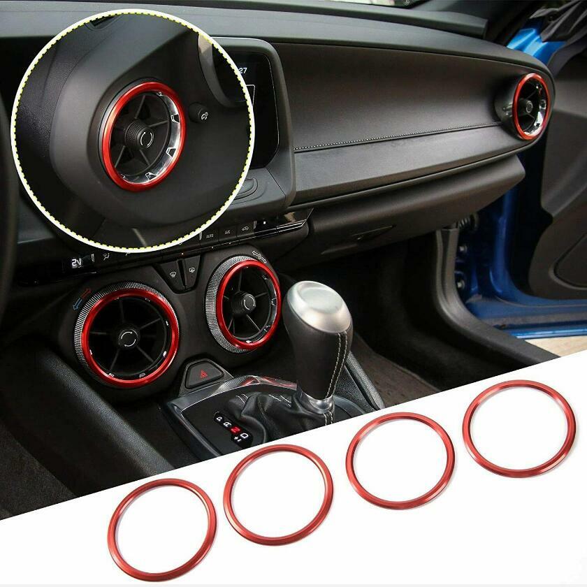 Red interior vent socket ring cover trim (4 pieces) for Chevrolet Camaro 2017 - 2021