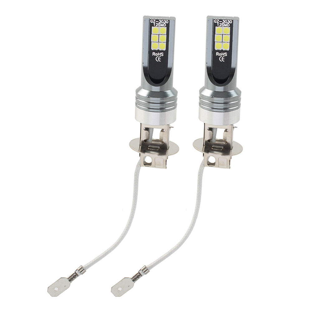 H3 12SMD LED Fog Light Bulb White Driving Super Bright Lamp DRL Pair Car