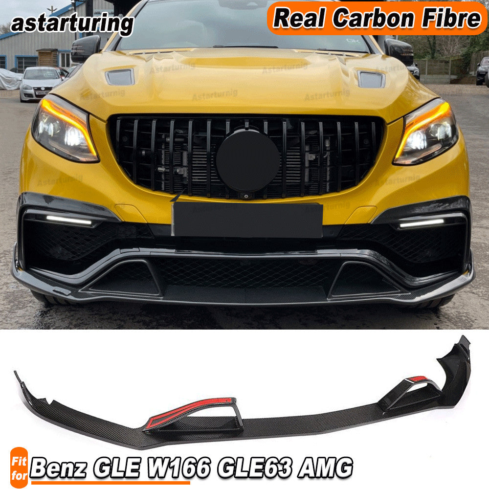 REAL CARBON Front Bumper Lip Spoiler for Mercedes-Benz GLE W166 GLE63 15-19