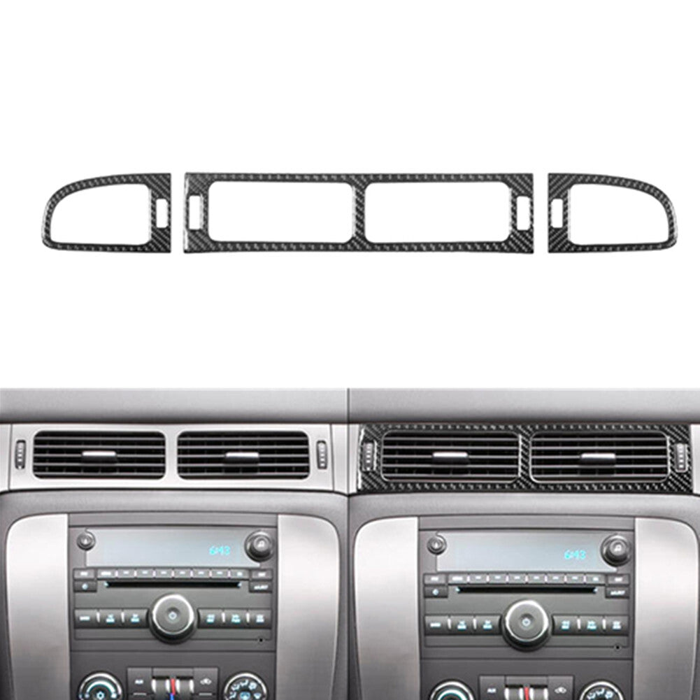 3X Carbon Fiber Center Air Vent Cover Trim For Silverado/tahoe/ for sierra 2007-2014