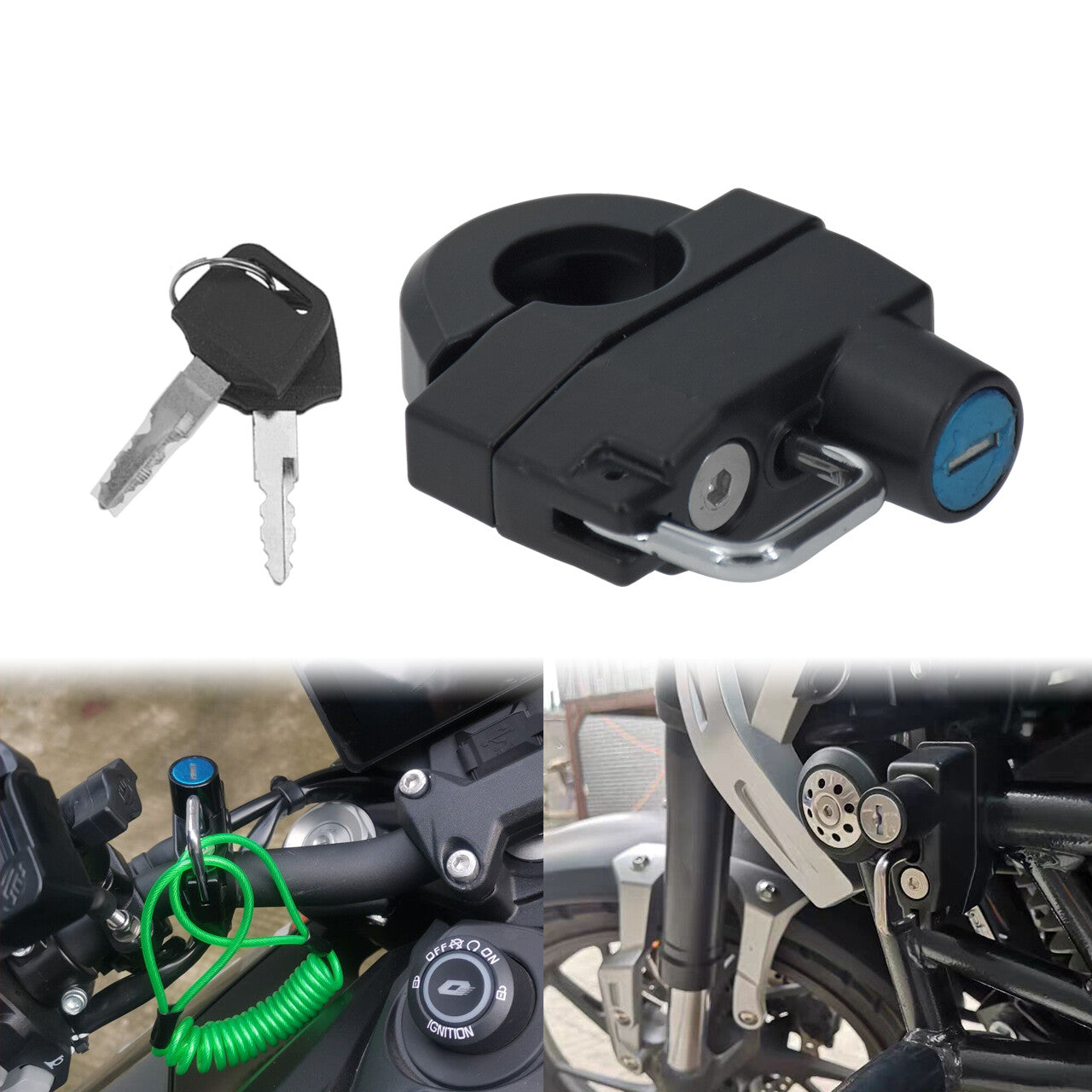 Universal Motorcycle Handlebars Helmet Lock Fit for Harley Softail Road Glide