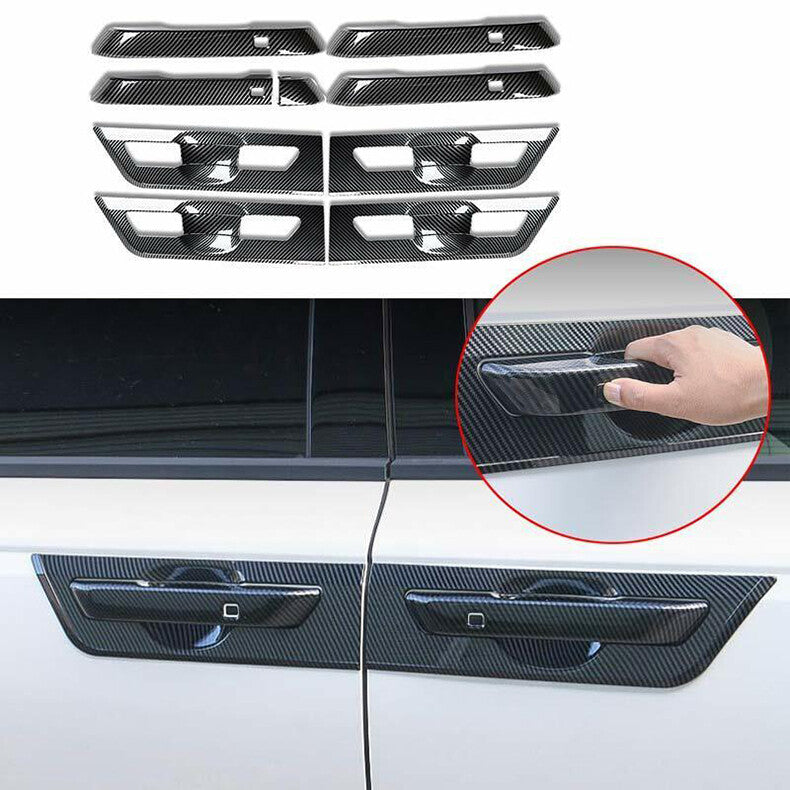 for Kia Carnival 2022-23 carbon fiber Car Door Handle Cover+Cup Bowl Combo Trim