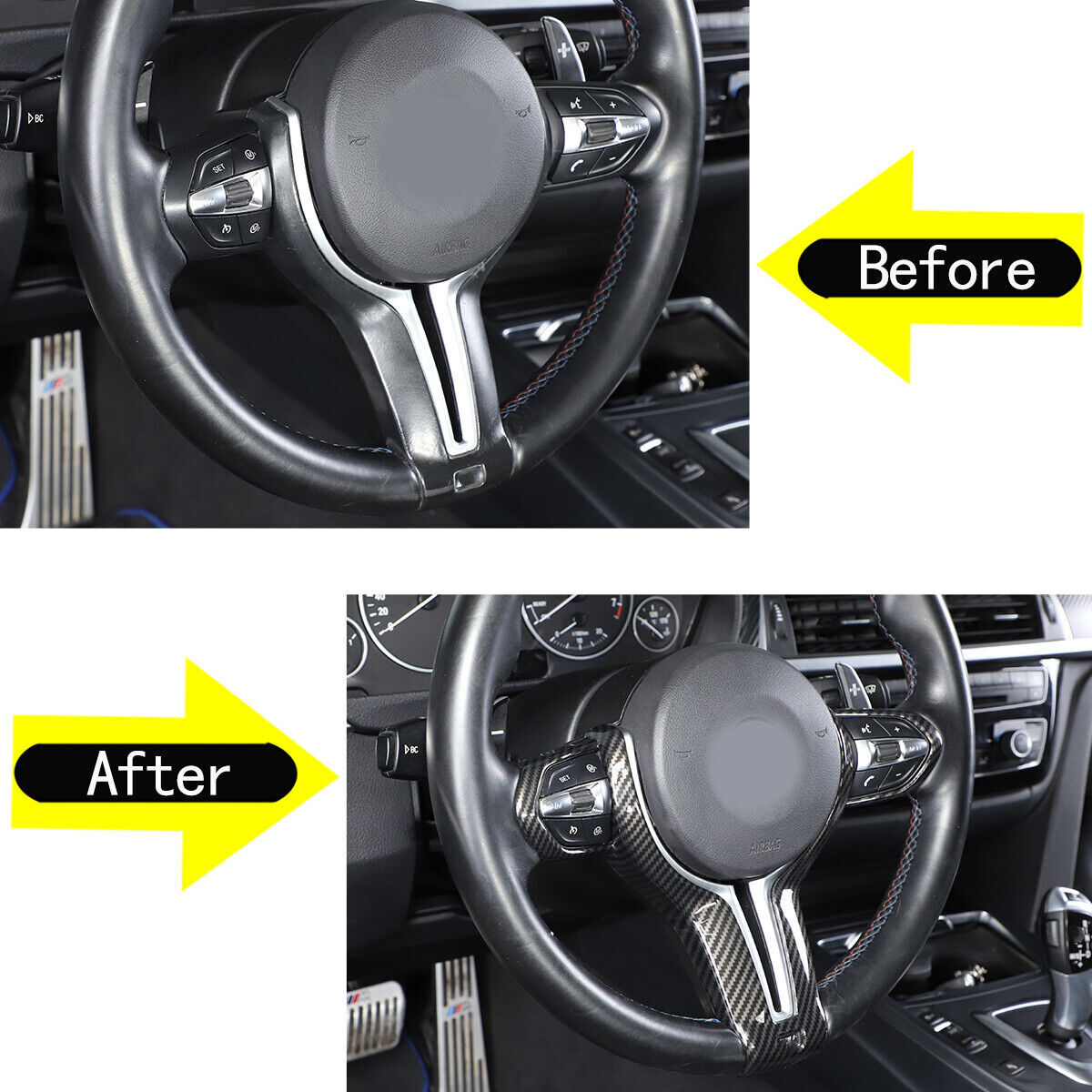 for BMW M3 M4 M5 X5 X6 X3 Carbon Fiber ABS Steering Wheel Frame Cover Trim