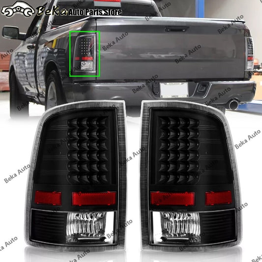 One pair of LED taillights with black lenses for 2009-2018 for Dodge for Ram 1500 2500 3500 pickups.