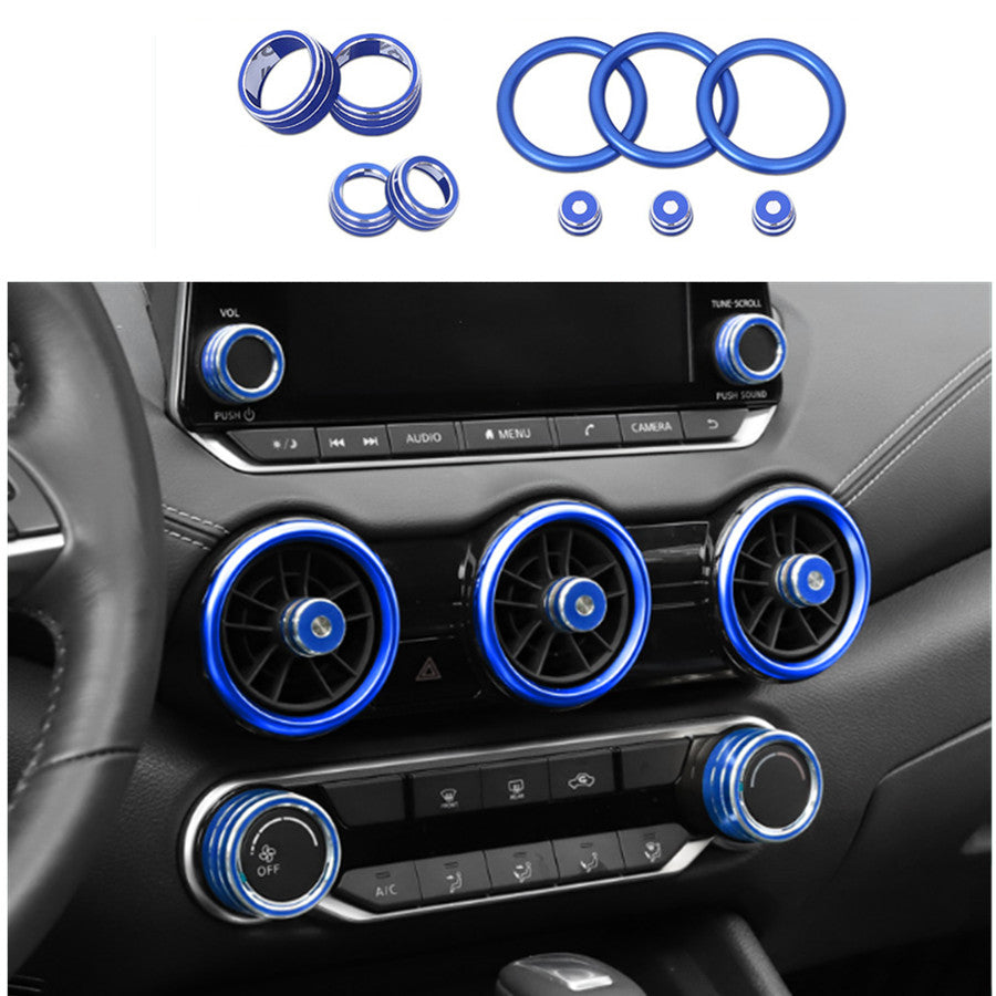 10X Dashboard Console Knob Blue Trim Cover Alloy for Nissan Sentra 2020-2023