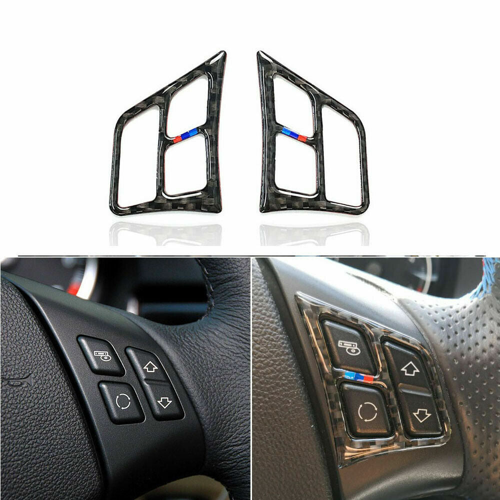 for BMW E90 3SERIES Car Carbon Fiber Steering wheel Button Stickers Trim Cover