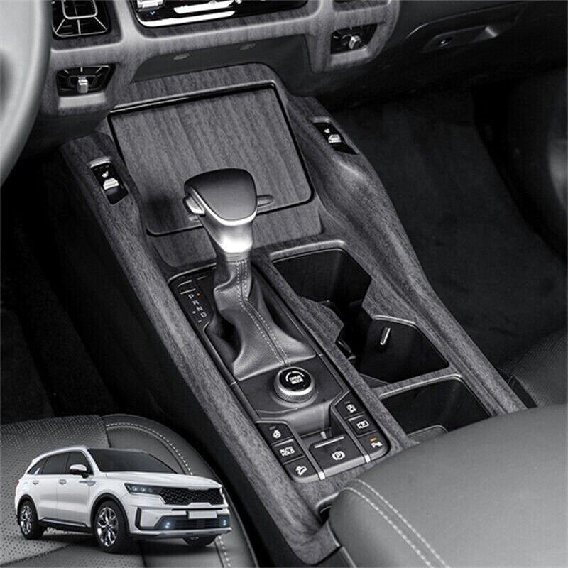 for Kia Sorento 2021-23 Wood Grain ABS Gear Shift Lever Panel Cover Trim Set 2x