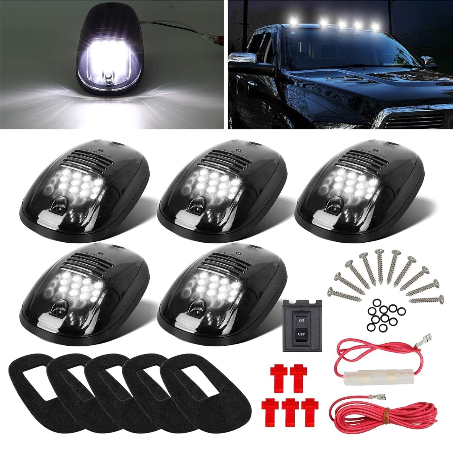 5X Smoke White Cab LED Roof Top Marker lights For 2011-2024 for Ram 1500 2500 3500