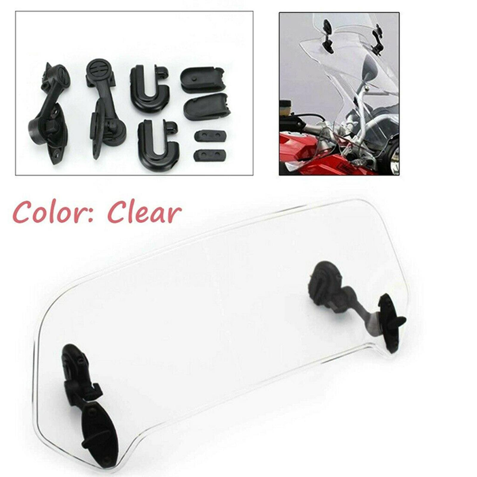 Motorcycle Windshield Clip On Extension Spoiler Adjustable Wind Deflector Clear