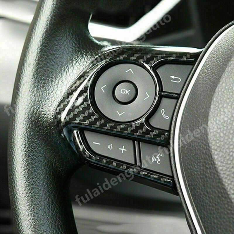2For for Toyota for Camry 2018-2023 Carbon Fiber lnner Steering Wheel Button Frame Cover