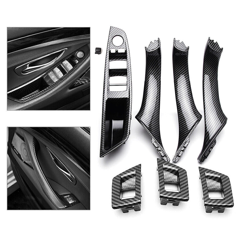 7pcs Car Inner Window Lift Switch Armrest Panel Door Handle Trim for BMW F10 F18