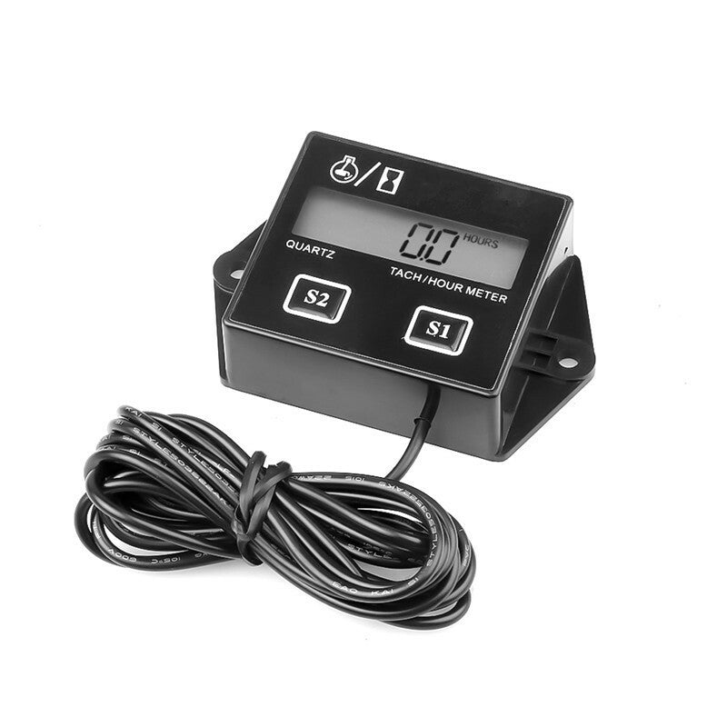 Motorcycle Waterproof LCD Digital Engine Tach Hour Meter Tachometer Gauge Engine