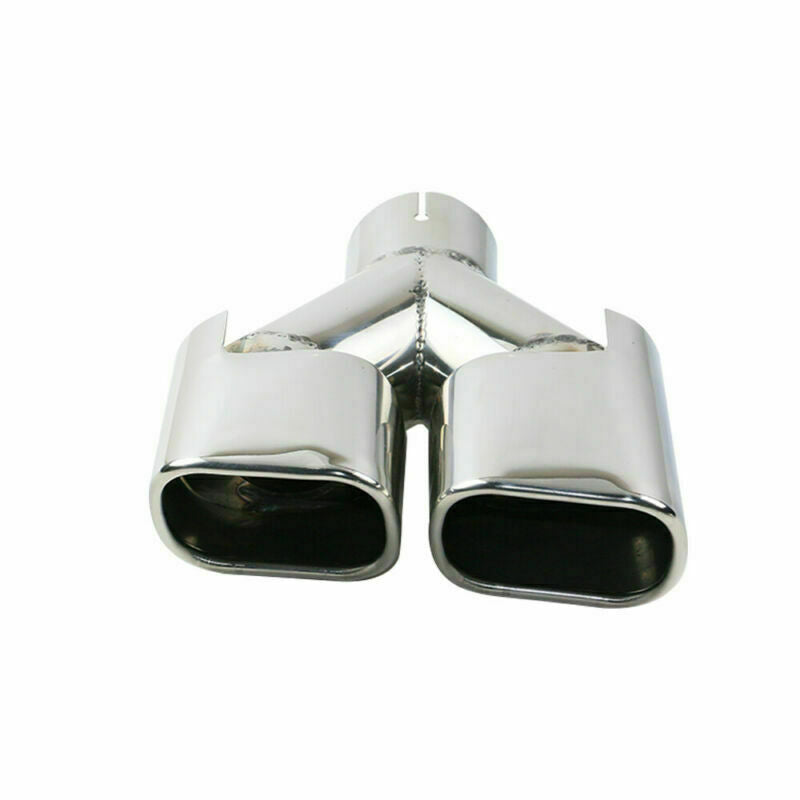 Pair LR 2.5'' Chrome Clamp-on Dual Exhaust Pipe Tips for 2.5inch Square 2PCS