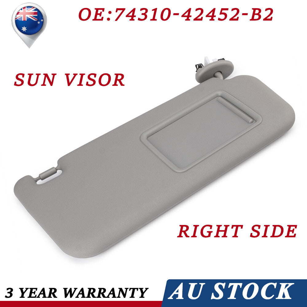 1X 74320-42501B3 NEW for Toyota RAV4 06-13 Gray Sunshade Sun Visor Right Side AU