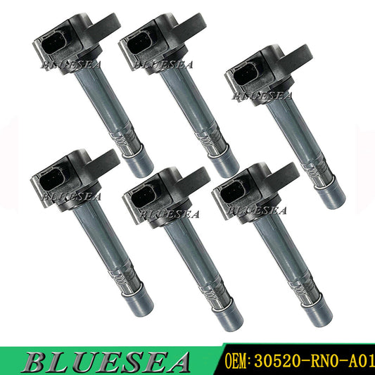 30520-RN0-A01 6x Ignition Coils Pack for Honda Pilot Ridgeline for Acura MDX for RDX ZDX
